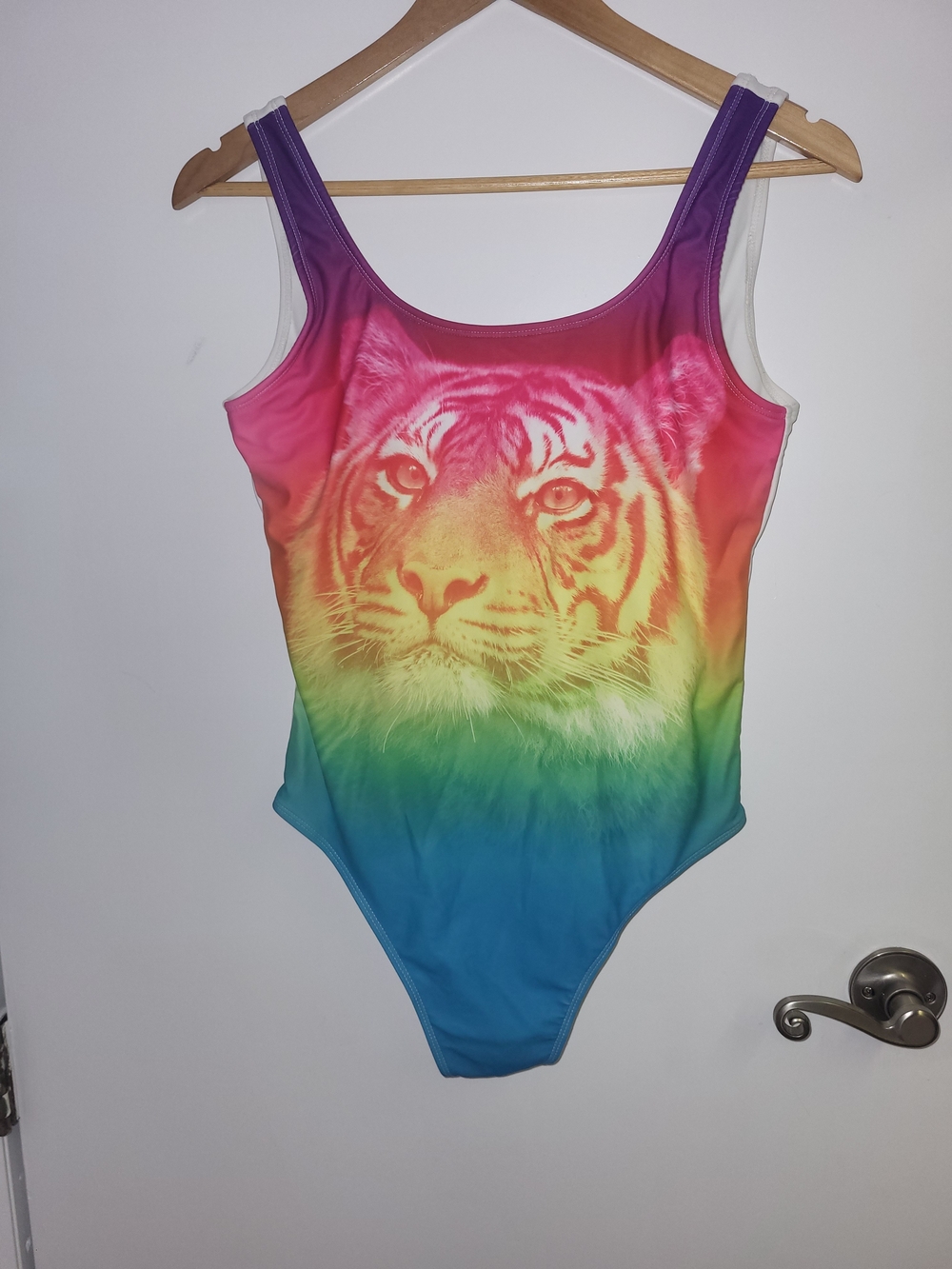 OP Colorful Tiger Print Scoop Swim Tank